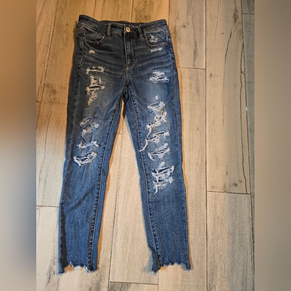 American Eagle Hi-Rise Jegging Crop Next Level Stretch Size 8